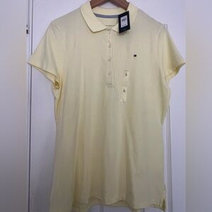 Tommy Hilfiger Women's Butter Yellow Polo Shirt Classic Fit Size large